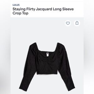 BNWT Stitch Fix Lulus Staying Flirty Jacquard Long Sleeve Crop Top